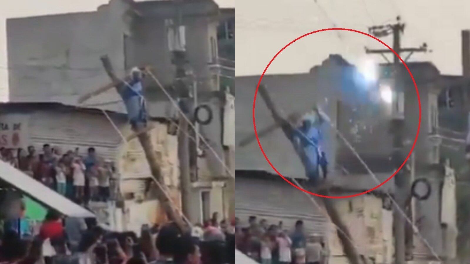 Hombre que personificaba a Jesús recibió descarga eléctrica en la cruz, en pleno Vía Crusis.