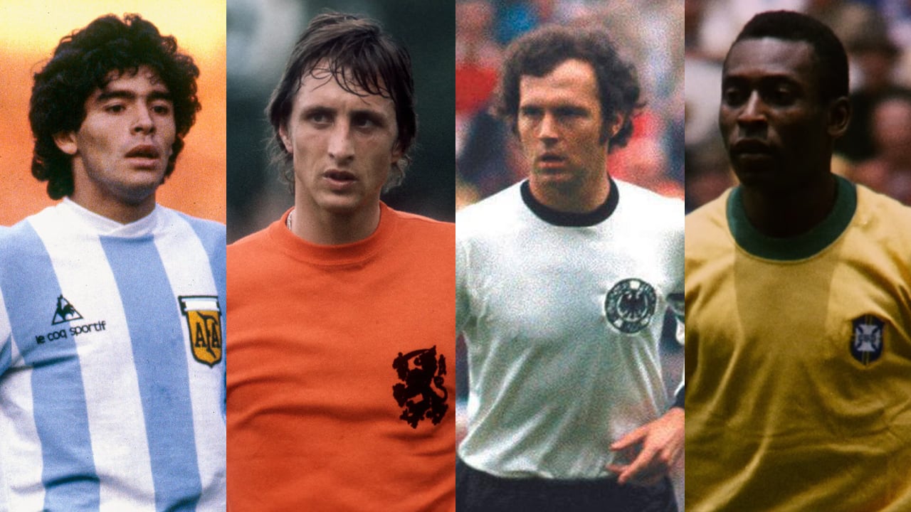 Diego Armando Maradona, Johan Cruyff, Franz Beckenbauer y Pelé