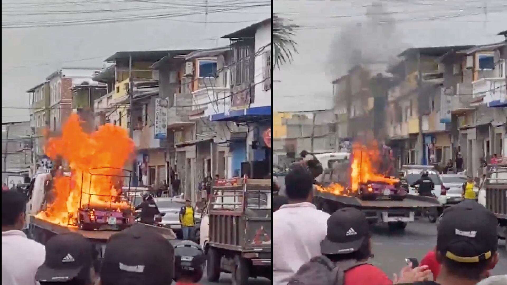 Lanzan explosivo contra una tricimoto para evitar que se lleven en medio de control en Guayaquil