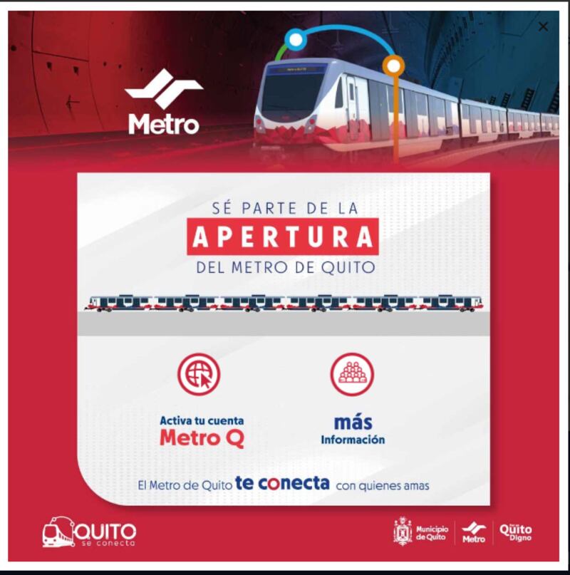 Cómo crear la cuenta Q del Metro de Quito