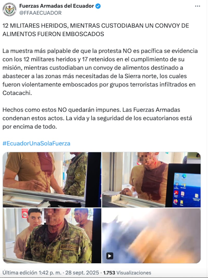 Fuerzas Armadas denuncian emboscada en Cotacachi: 12 militares heridos y 17 retenidos