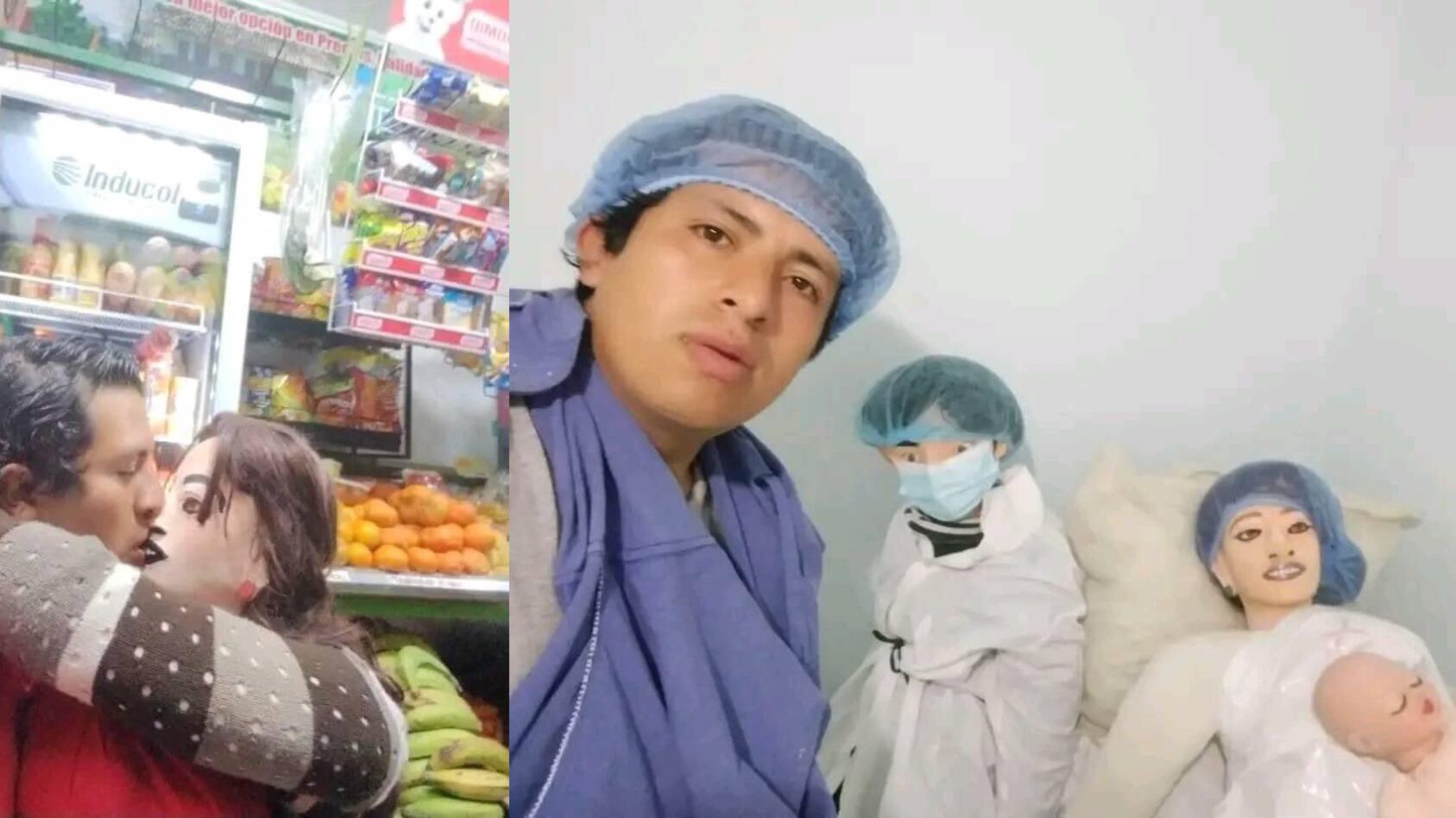 Hombre que se hizo una familia de trapo