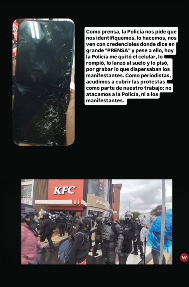 Periodistas de Ecuavisa y otro medios digitales denuncian agresiones de la fuerza pública durante movilizaciones en Quito