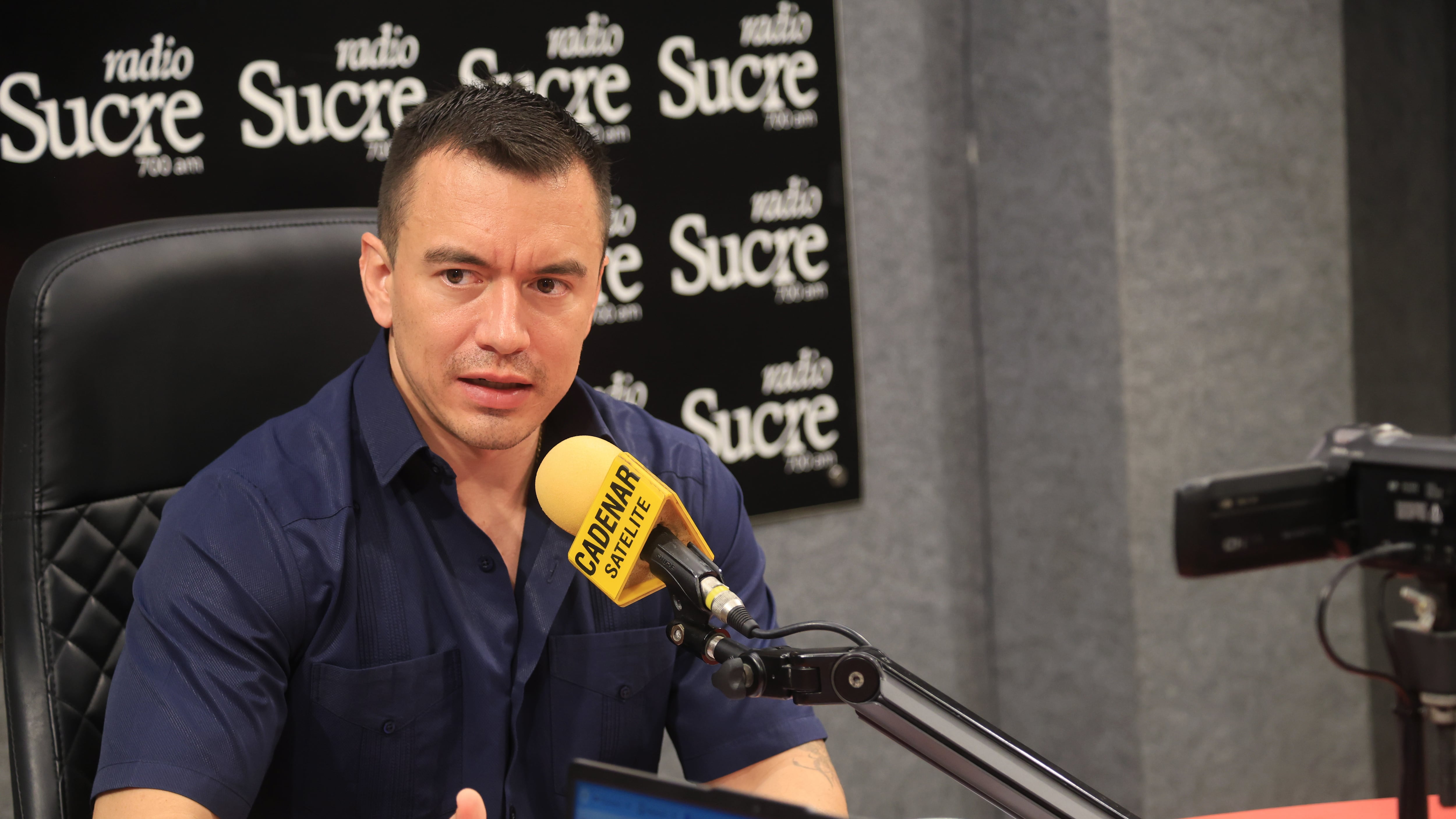 Presidente Daniel Noboa en una entrevista con Radio Sucre