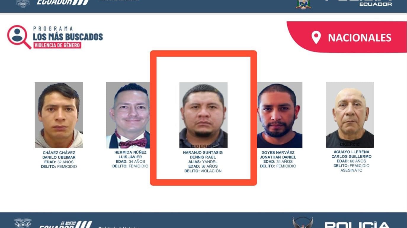 Tercer más buscado del Ecuador