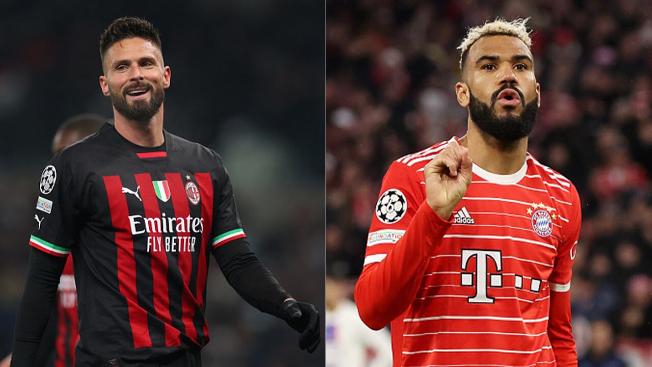 Olivier Giroud con el AC Milán y Choupo Moting con el Bayern Múnich