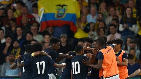 Festejo de gol de Ecuador ante Australia