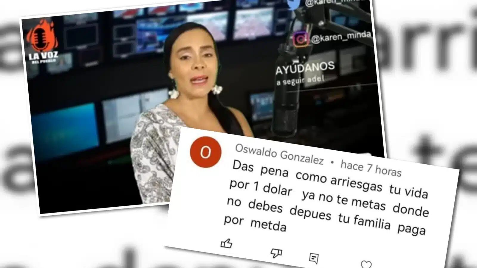 Periodista ecuatoriana recibió amenazas de muerte por reportajes de alias JR