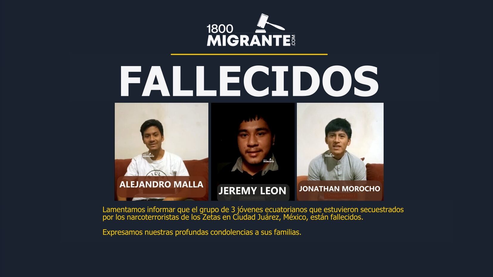 Hallan muertos a los ecuatorianos que fueron secuestrados por los Zetas en México