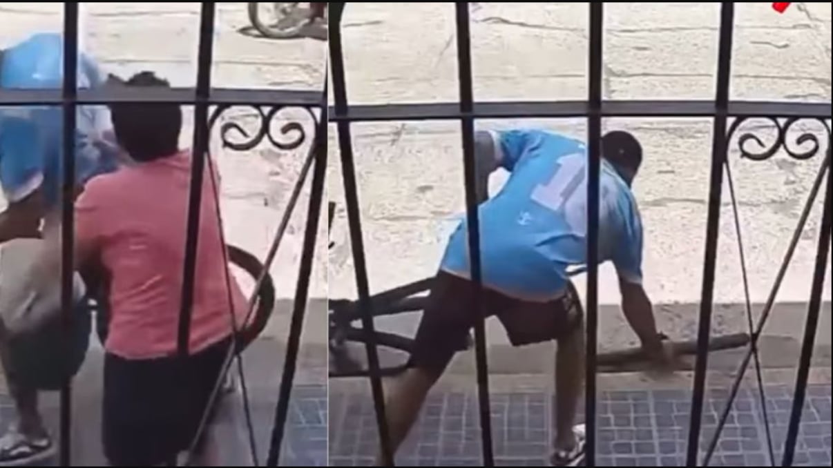 Le quiso robar el celular a una abuelita y en su fuga se le dañó la bicicleta
