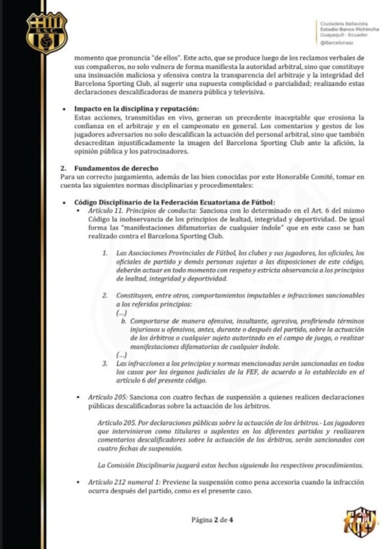 Demanda Barcelona SC contra IDV