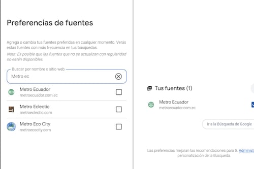 Cómo añadir a Metro Ecuador como fuente preferida de Google y ver sus noticias primero