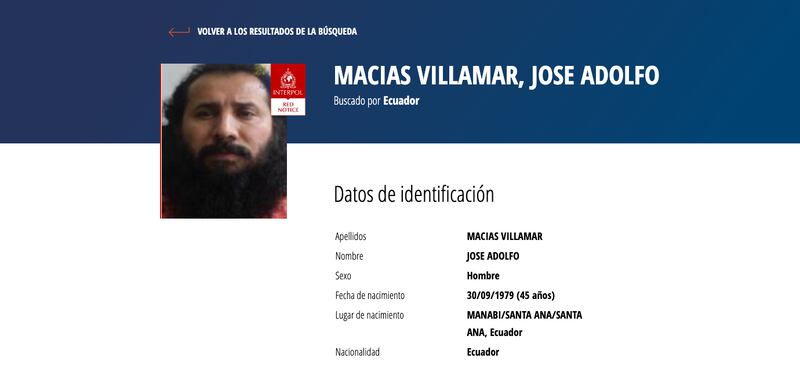 Notificación roja de Interpol para alias "Fito"