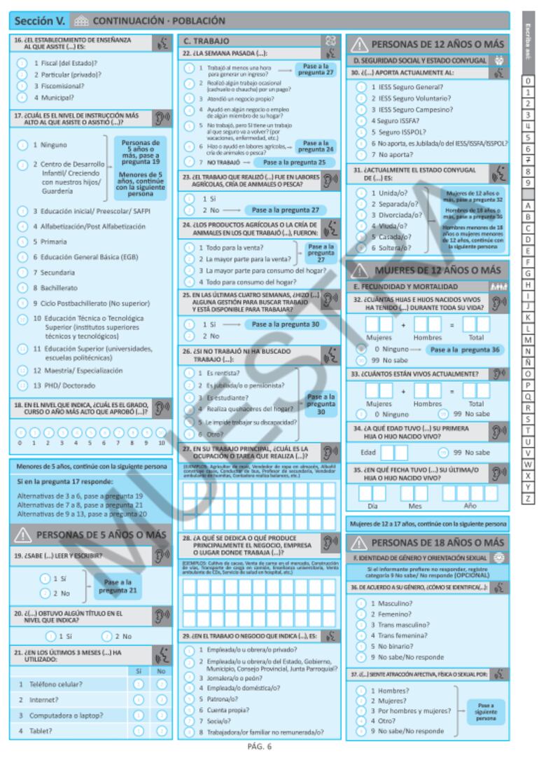 Preguntas del censo 2022