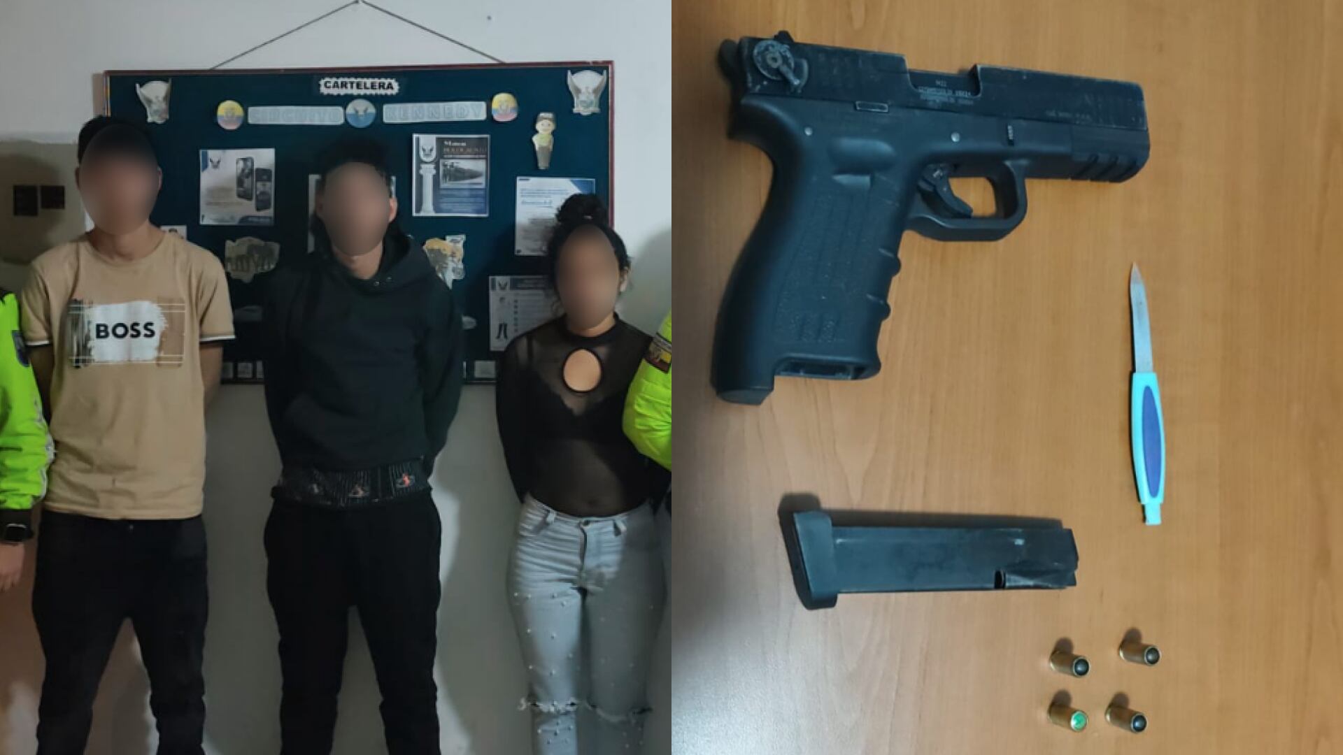 Disparos en el norte de Quito termina con la aprehensión de tres personas