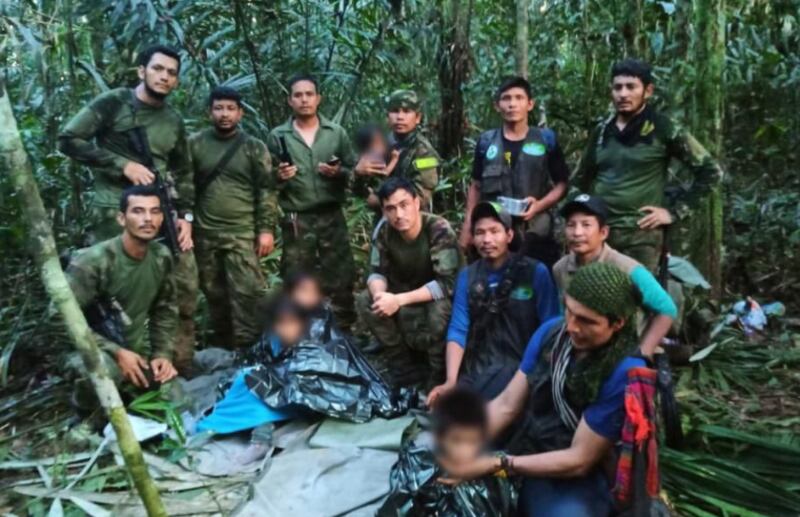 Niños perdidos hallados en la selva del Guaviare en Colombia.