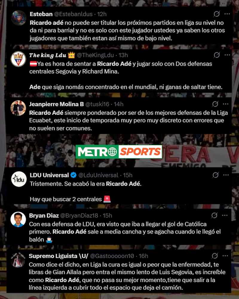 Críticas a Ricardo Adé desde la hinchada de LDU