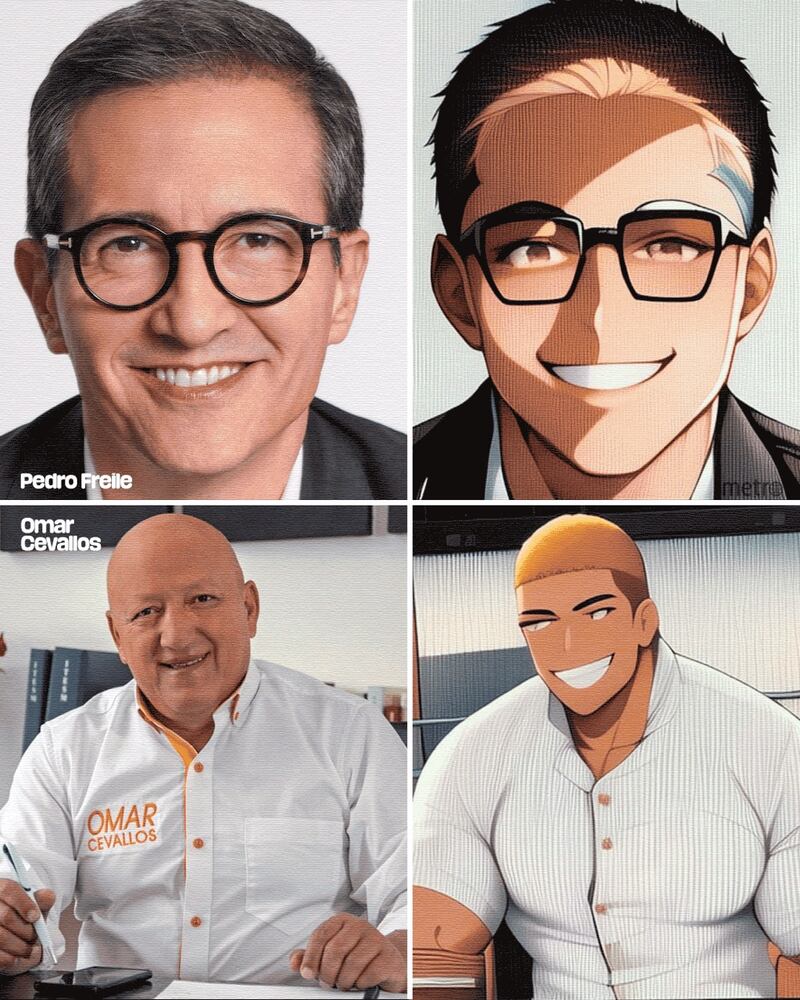 Así se ven los candidatos a la alcaldía de Quito al estilo anime, según la Inteligencia Artificial