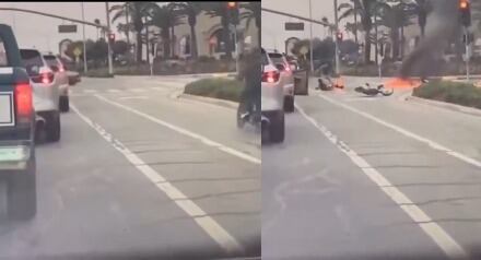 Un adolescente resultó envuelto en llamas tras saltarse un semáforo en rojo