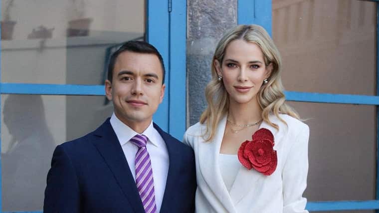 Candidato a la presidencia Daniel Noboa y Lavinia Valbonesi