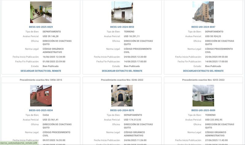 Remates de casas y terrenos del BIESS