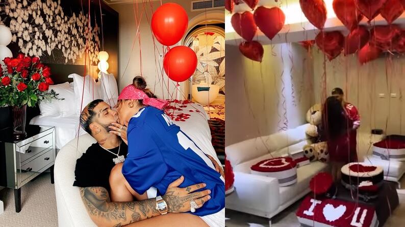 Tal parece que Anuel contrató al mismo decorador para darle uno de los tantos regalos a Yailín, tal como lo hizo con Karol G llenando todo de globos.