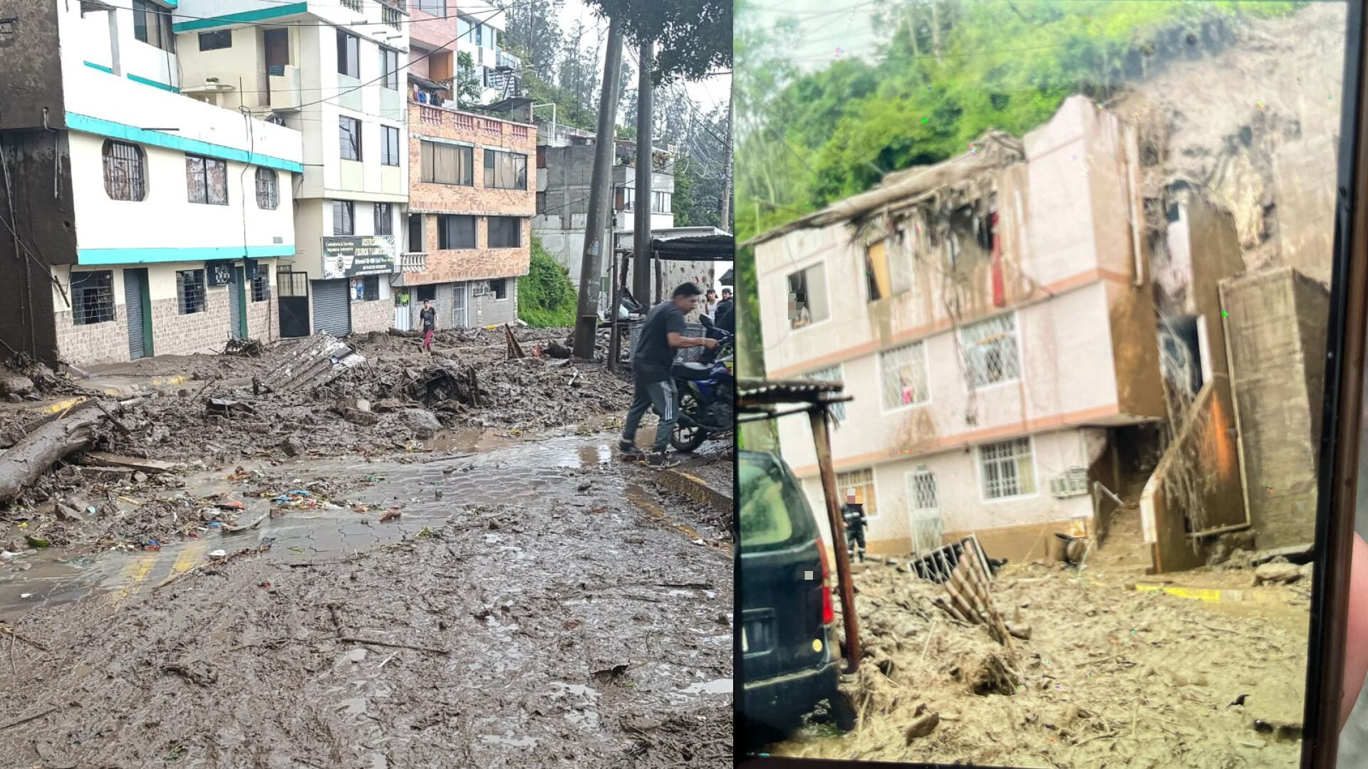 Una vivienda afectada y varios vehículos atrapados tras deslizamiento de tierra en Guápulo, Quito