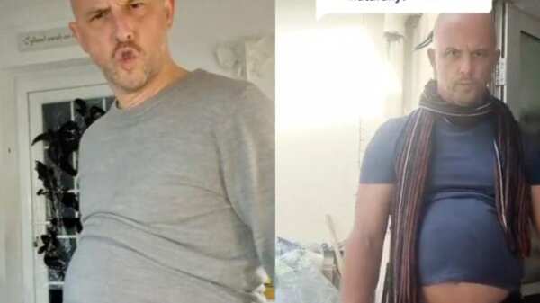 Hombre que simula embarazo en Onlyfans