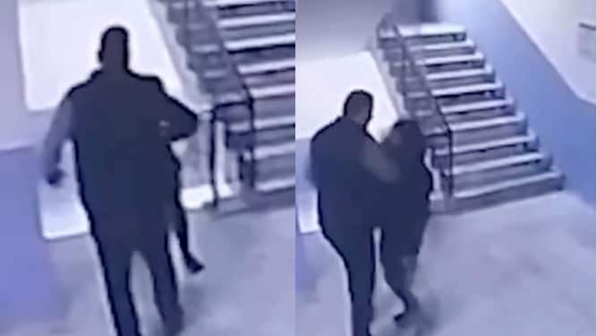 Director empuja a niño con autismo por las escaleras de la escuela