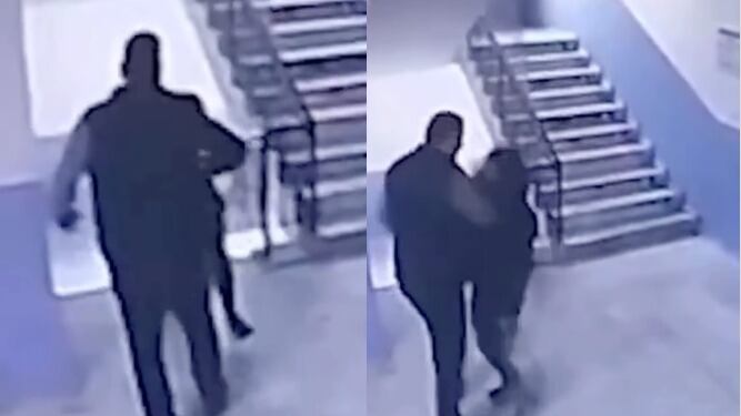 Director empuja a niño con autismo por las escaleras de la escuela