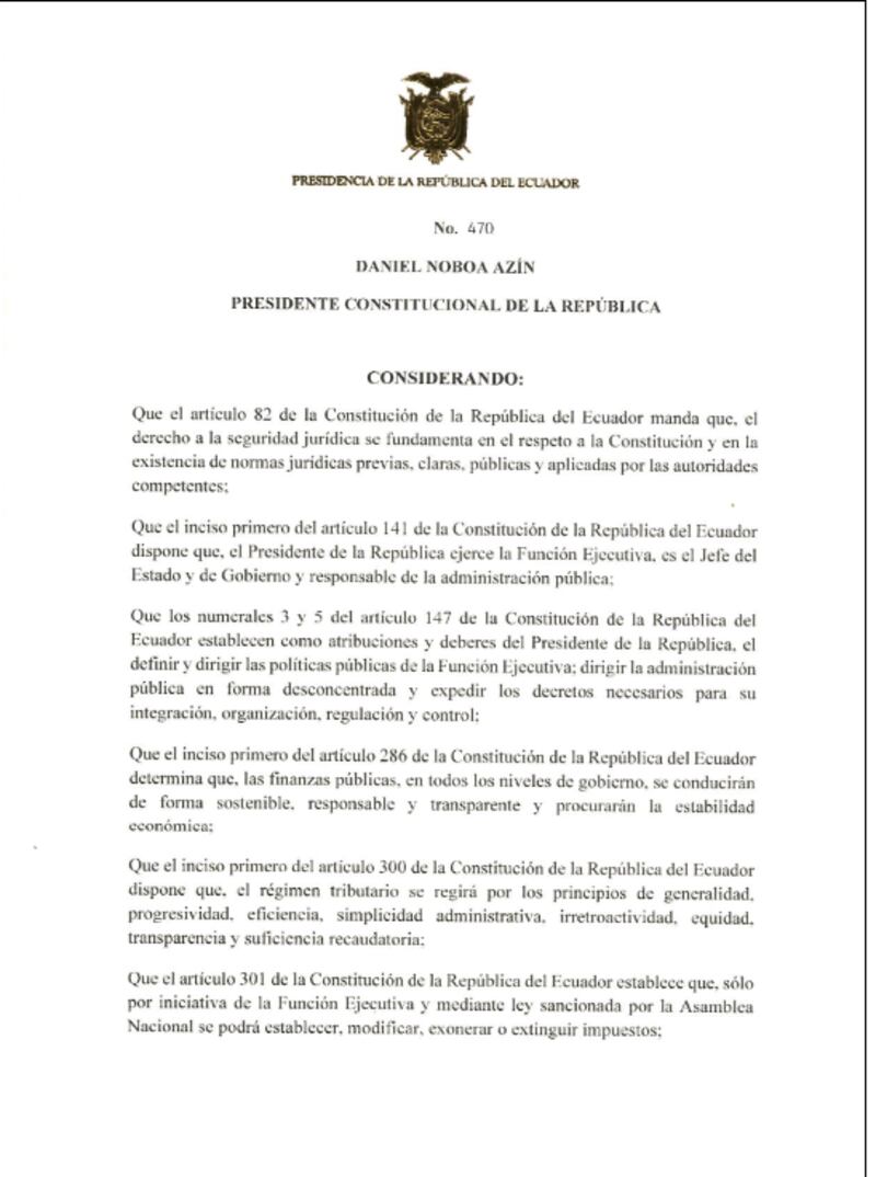 Decreto del IVA al 15%
