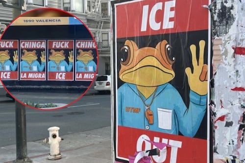 Carteles anti-ICE con el sapo concho de Bad Bunny aparecen en San Francisco