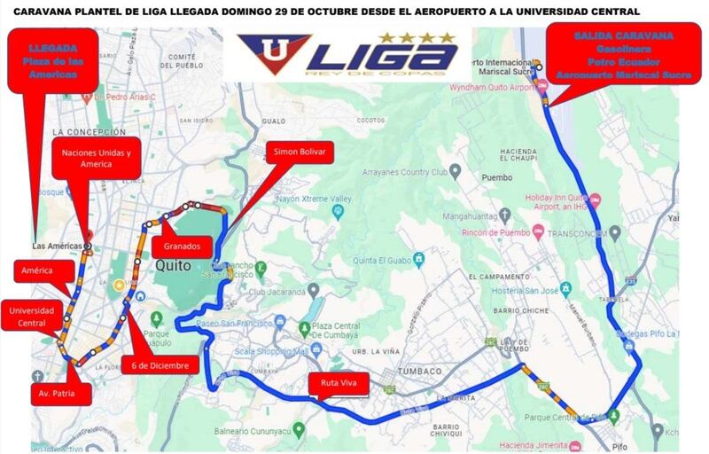 Caravana de festejo de Liga de Quito.