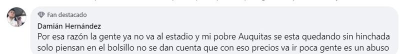 Comentario Hincha de Aucas