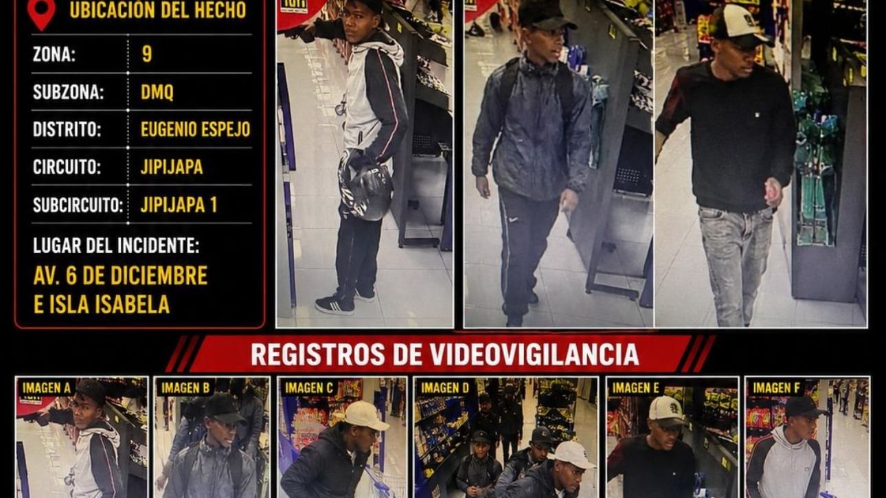 Rostros de los sospechosos de asalto y asesinato de empleado de supermercado en Quito se viralizan en redes sociales