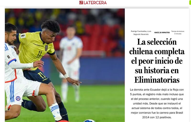 Titular de Chile: La Tercera
