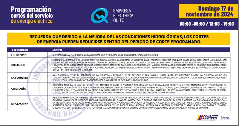 CORTE DE LUZ DOMINGO 17 DE NOVIEMBRE