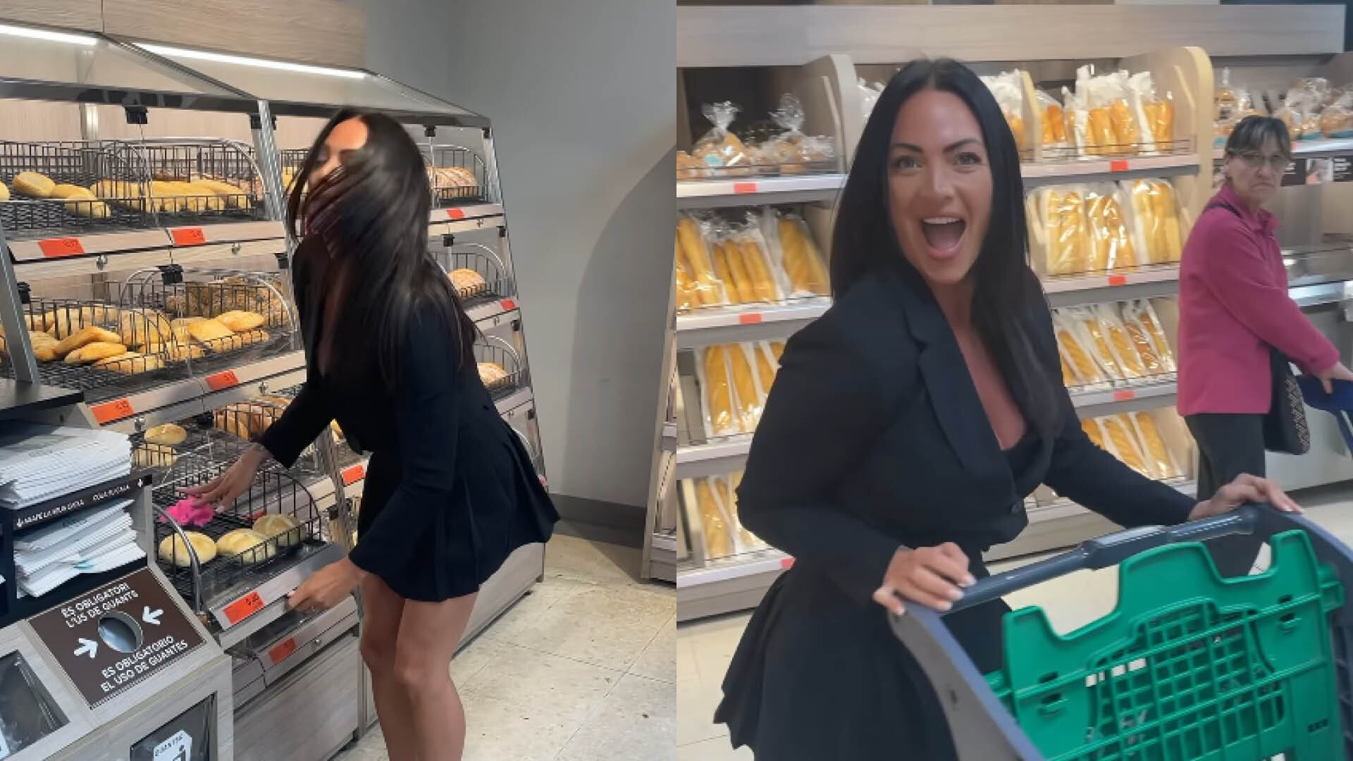 Influencer se quita la ropa interior en un supermercado y la esconde donde exhiben los panes al público