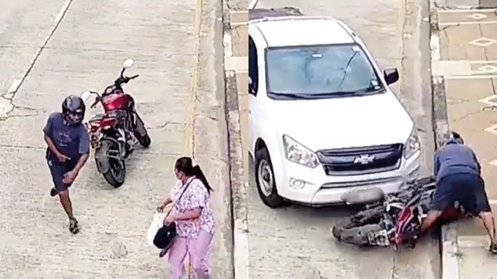 Video muestra a ciudadano embistiendo su carro contra sujeto que se encontraba robando a una señora en Guayaquil