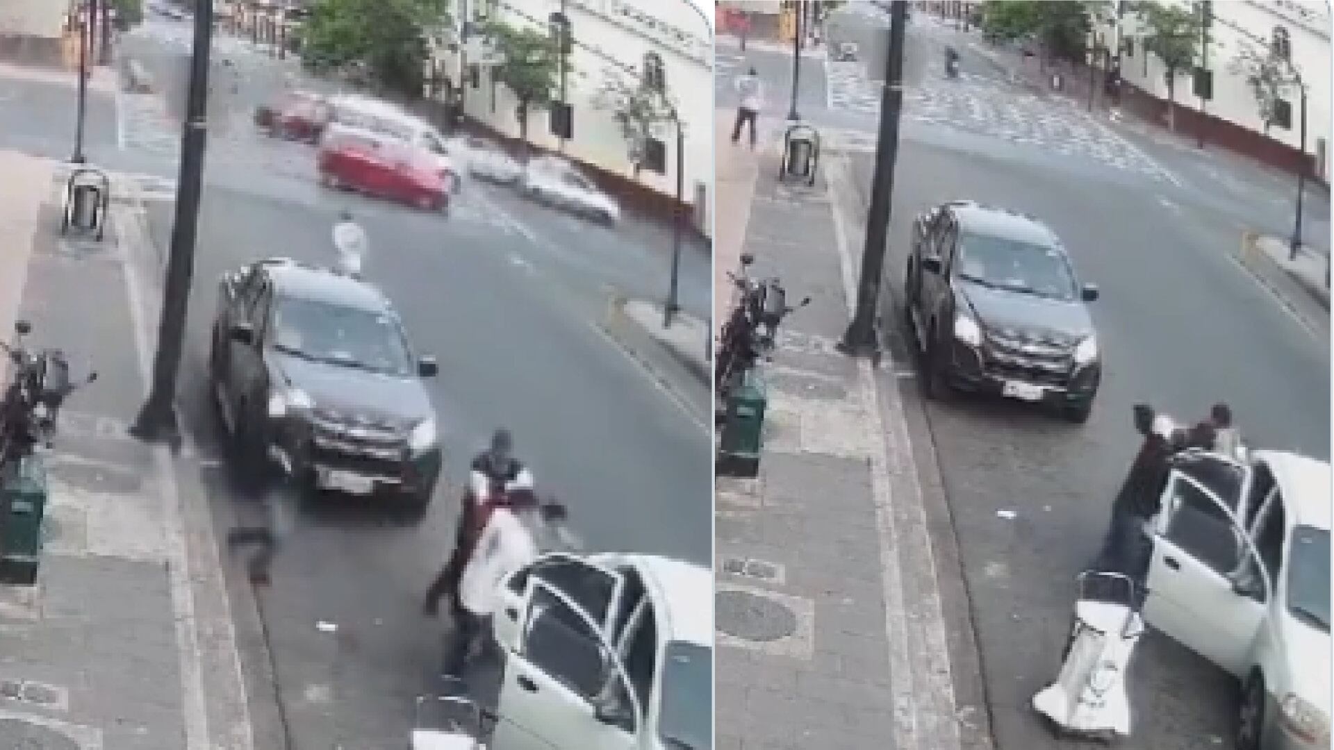 Cámara de seguridad captó el secuestro de un comerciante en pleno centro de Guayaquil