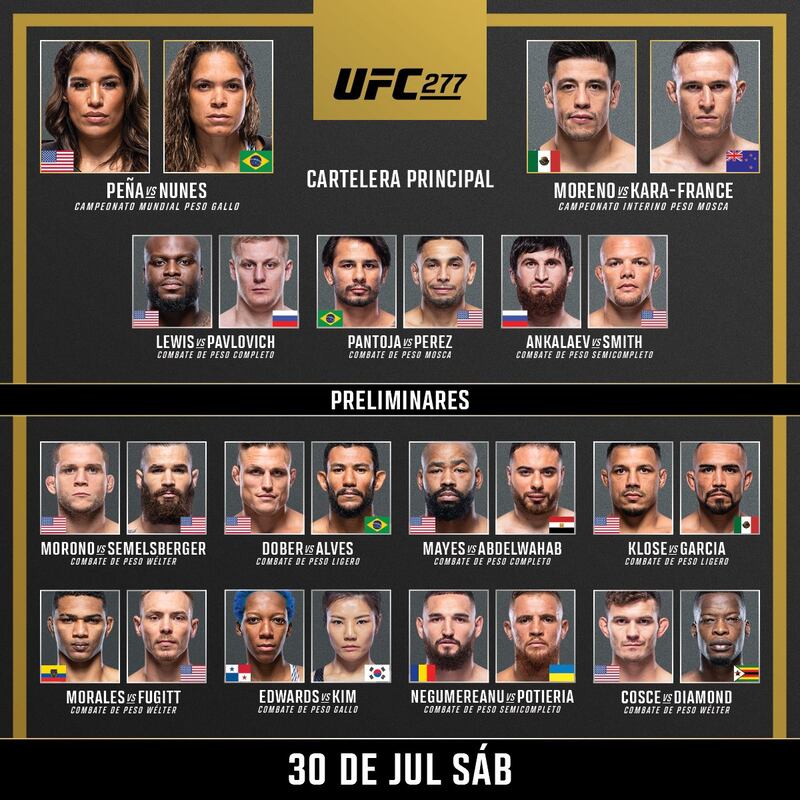 La cartelera oficial del UFC 277 tendrá el debut de Adam Fugitt frente al ecuatoriano Michael Morales.
