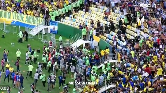 Pelea entre hinchas de Brasil y Argentina