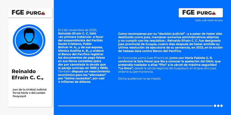 El rol de Reinaldo Efraín C. C. en el Caso Purga.