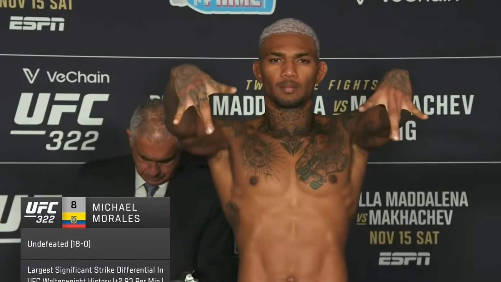 Michael Morales da su peso para las 170 libras.