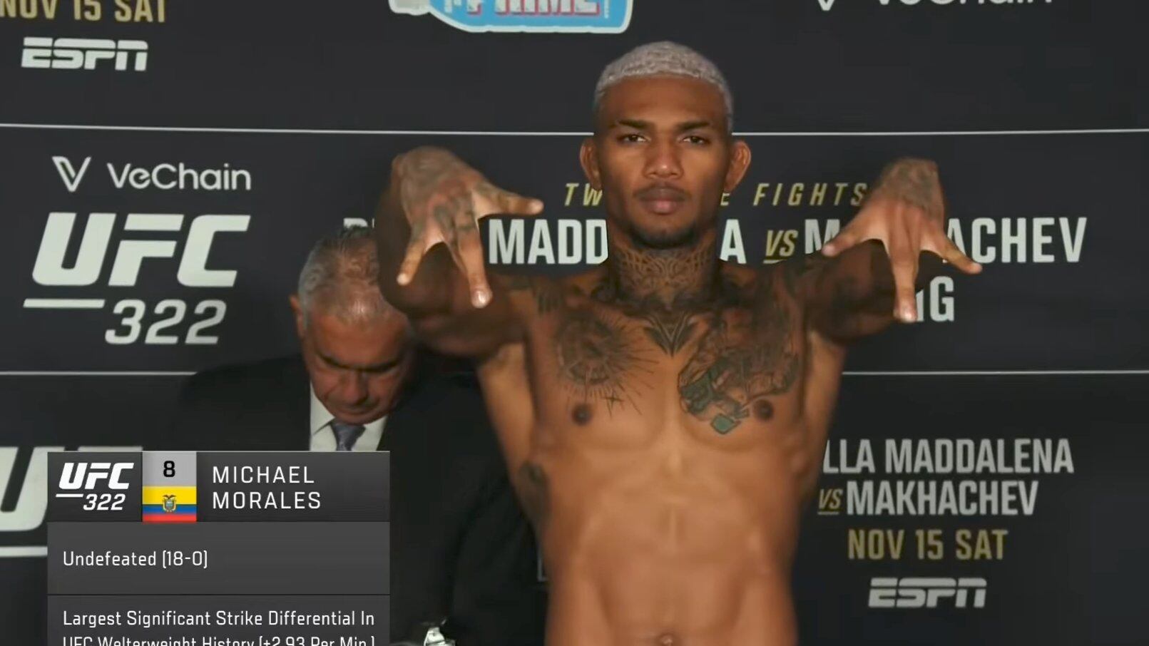 Michael Morales da su peso para las 170 libras.