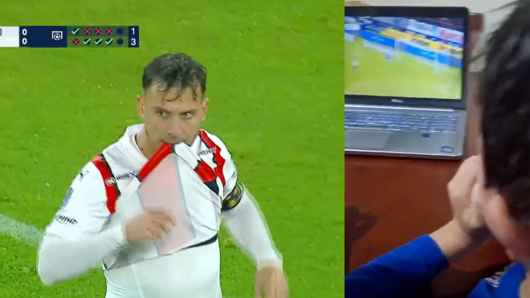 Ezequiel Piovi con Liga de Quito y un hincha llora tras eliminación de Copa Ecuador