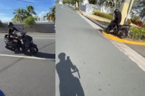 Video viral: motociclista terminó contra un poste tras acosar a ciclista