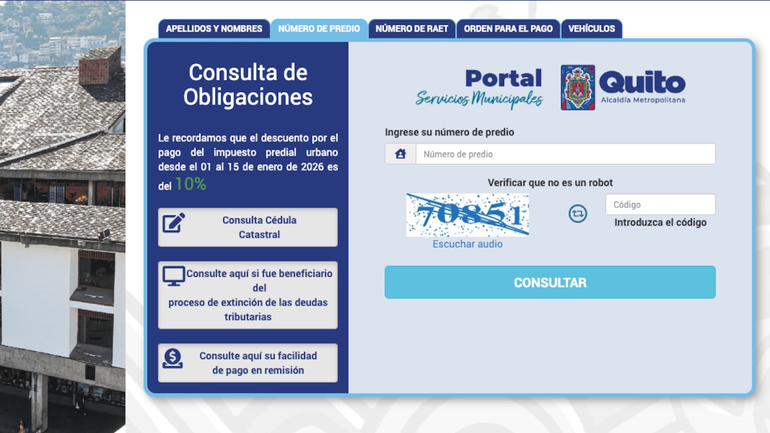 El Impuesto Predial 2026 en Quito ya tiene fecha.