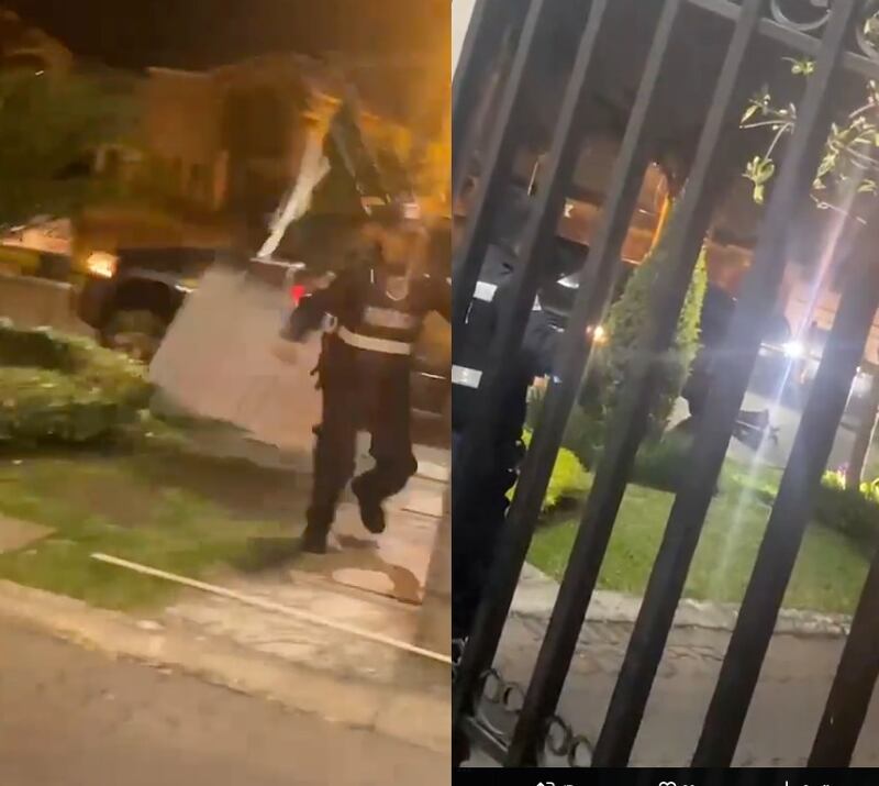 Momento en que el portón cae y hiere a un guardia en Samborondón.