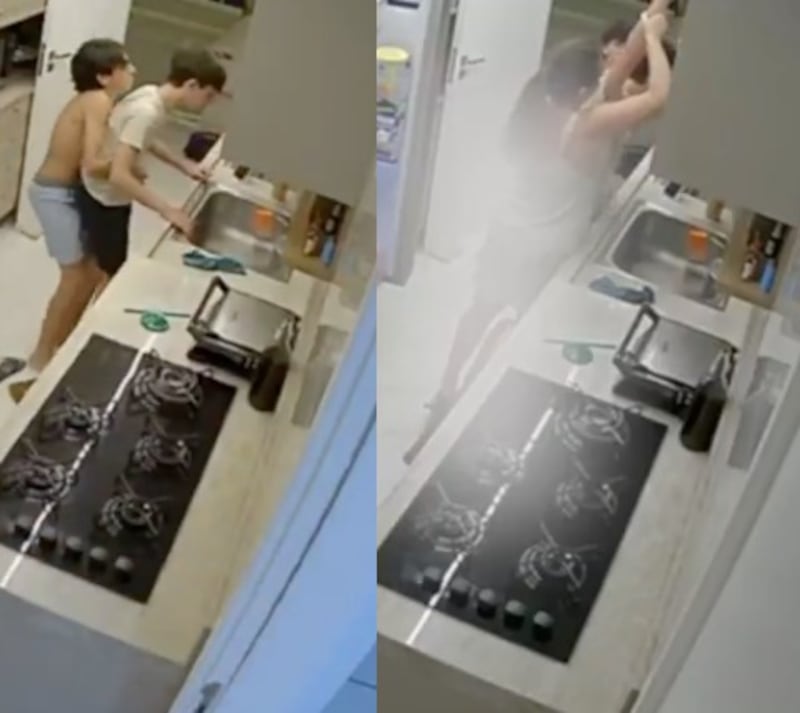 Momento en que Silas aplica la maniobra Heimlich a su primo Igor, salvándole la vida en Fortaleza, Brasil.